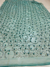 Tecido de renda de tule com glitter, cor verde, bem bonito, design da moda com glitter, tecido de renda para vestido de festa 2024 - compre barato