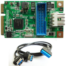 Mini PCIe to dual USB 3.0 adapter mini PCI-e to 19Pin USB3.0 header converter + 19P USB female header to 2 USB3.0 spiltter cable 2024 - buy cheap