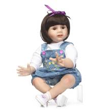 Кукла реборн силиконовая Реалистичная, милая виниловая Кукла-младенец, 23 дюйма, с длинными волосами, 58 см 2024 - купить недорого