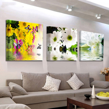 Pintura en lienzo de flores blancas y amarillas, arte Mural de agua 3, papel tapiz, póster impreso para sala de estar, decoración del hogar S788 2024 - compra barato