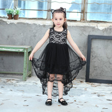 DFXD England Style Little Girl Sleeveless Black Lace Dovetail Dress New Fashion Toddler Clothes Kids Girl Party Princess Dress 2024 - buy cheap