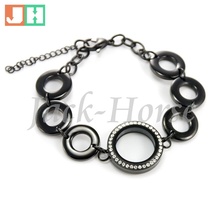 Waterproof  2014 fashion bracelets stainless steel screw  round floating locket  women black bracelet 2024 - buy cheap