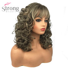 StrongBeauty Women's Synthetic Wigs Long Curly Hair Beige Blonde Mix Capless Natural Wigs 2024 - buy cheap