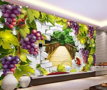 Papel pintado mural 3d personalizado paisaje 3D de uvas verdes mural de telón de fondo de TV decoración del hogar 2024 - compra barato