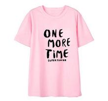 Camiseta de manga corta con cuello redondo unisex, Camiseta holgada con estampado de letras de "Super junior", álbum one more time 2024 - compra barato