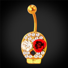 Luxury Body Jewelry Rhinestone Crystal Belly Button Ring For Women Gold Color Flower Navel Piercing Nombril DB1979 2024 - buy cheap