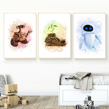 Cartoon Robots Watercolor Canvas Painting Wall Art Pictures Animated Movie Posters Art Prints Nursery Wall Decor 2024 - buy cheap