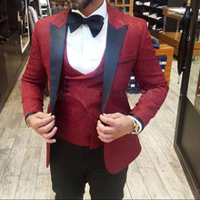New Arrival Burgundy Latest Design Men Suit 3Pieces(Jacket+Pant+Vest+Tie) Custom Suits Formal Trajes De Hombre Tuxedos Blazer 2024 - buy cheap