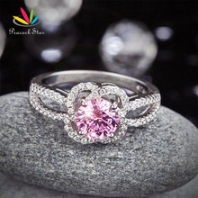 Pavo Real estrella Floral 925 plata esterlina promesa de boda anillo de aniversario 1 Ct fantasía Piedra Rosa joyería CFR8250 2024 - compra barato