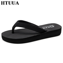 HTUUA-Zapatillas planas a la moda para mujer, sandalias informales de playa, zapatos de verano, chanclas planas negras, SX2116, 2019 2024 - compra barato
