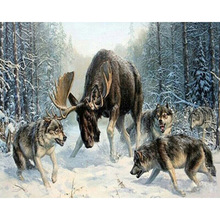 Pintura por números DIY, 40x50 50x65cm, grupo de nieve, Lobo, ciervo, Animal, regalo hecho a mano para adultos, regalo único, decoración del hogar 2024 - compra barato