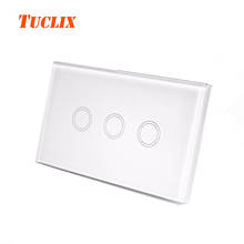 TUCLIX US Standard 3 Gang 1 Way Remote Control Touch Switch Remote Wall Light Switch With Cystal Glass Panel white black 2024 - buy cheap