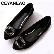 CEYANEAO 2018 Woman shoes flock Ballet flats Loafers rhinestone shallow mouth Slip on slides pointed toe Shoes big size E1159 2024 - buy cheap