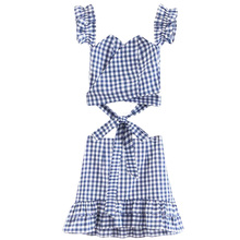 Conjunto de camisola a cuadros para mujer, falda de cintura alta, dos piezas, novedad de verano, ropa informal elegante a la moda, 2019 2024 - compra barato