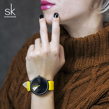 Shengke criativo relógio de quartzo feminino moda couro relógio de pulso reloj mujer 2021 sk relógios do dia da mulher # k0090 2024 - compre barato
