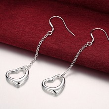 Pendientes largos pequeños con forma de corazón para mujer y niña, joyería de plata 925, Pendientes colgantes con línea de borla a la moda, regalo 2024 - compra barato