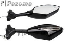 PAZOMA Motorcycle Supermoto MIRRORS With LED TURN SIGNALS INTERGRATED FOR CBR 250 500 600 1000 RR GSXR HAYABUSA 2024 - buy cheap