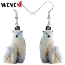 WEVENI Acrylic North Pole Family Polar Bear Earrings Drop Dangle New Long Arctic Animal Jewelry For Women Girls Female Wholesale 2024 - buy cheap