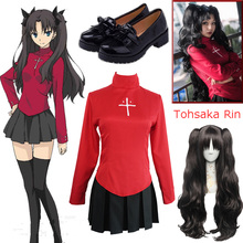 Tohsaka rin halloween cosplay traje destino/estadia noite rin tohsaka uniforme vestido cos anime destino trajes grandes conjunto completo com peruca 2024 - compre barato