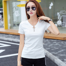 Kawaii camiseta mulheres camisetas de verão top camiseta de algodão sólida t-shirt mulheres encabeça poleras mujer 2018 estilo coreano camiseta femme 2024 - compre barato