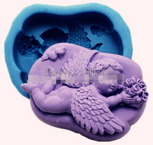 Free shipping DIY lying baby angel /flower Modelling soap mold silicone cake mold fondant chocolate mold handmade soap mold 2024 - buy cheap