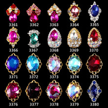 10pcs/bag Holographic Round/Waterdrop Laser Nail Crystal For Nails Art Decor Ruby Strass Gem Charms Nail Rhinestones 3361-3380 2024 - buy cheap