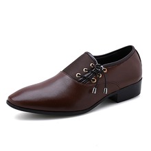 Sapatos masculinos de renda e ponta fina, calçado masculino social preto e marrom, tamanhos grandes 2024 - compre barato