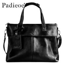 2017 Men Bag Padieoe  Design Men's Briefcase Genuine Leather 14" Laptop Portfolio Bag Luxury Shoulder Bag for Male Crossbody Bag 2024 - buy cheap