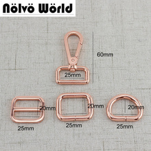 2sets/lot,Rose Gold color 1 Inch collection,25mm swivel clips,slider buckle,d ring,square buckle for bags handbags purse sewing 2024 - buy cheap