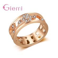 High quality Fashion Micro Inlayed Hollow Stamp Rings For Women Wedding Cubic Zircon CZ Crystal Ring Rose Gold Anillo 2024 - buy cheap