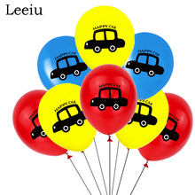 Leeiu 10pcs Colorful Red Blue Happy Car Latex Balloons Baby Shower Kids Birthday Decoration Car Race Theme Party Helium Ballons 2024 - buy cheap