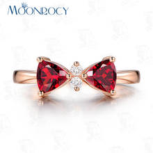 MOONROCY CZ Crystal Ring Bowknot Rose Gold Color Red Blue Party Rings Wedding Jewelry for Women Gift Drop Shipping Wholesale 2024 - buy cheap