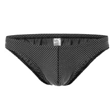 Sexy diseñado bajo Rise Bikini Briefs hombres ropa interior translúcida U convexo pene bolsa ropa interior Gay ropa de dormir pequeños escritos 2024 - compra barato