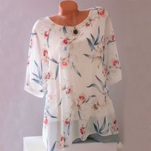 Plus Size Women Floral 3/4 Sleeve Loose Blouse Ladies Round Neck Tops Shirt S-5XL 2024 - buy cheap