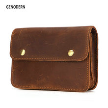 GENODERN Vintage Brown Waist Pack Men Genuine Cow Leather Unique Design Europe Style Card Phone Coin Key Holder Bag Small Pocket 2024 - buy cheap