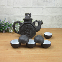 Venda quente argila roxa chinês artesanal 320ml yixing 1 pote + 6 copos kung fu teaset bules cerâmica porcelana chaleira transporte da gota 2024 - compre barato