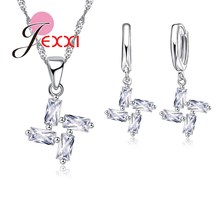 Conjunto de collar y pendientes de plata de ley 925 para mujer, juego de joyería con encanto Simple, decoración para fiesta de boda 2024 - compra barato