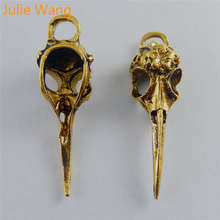 Julie Wang-colgantes de aleación con forma de calavera y pájaro, accesorio de oro antiguo, fabricación de joyas, 5 uds. 2024 - compra barato