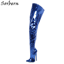 Sorbern-Botas de tacón alto para mujer, zapatos altos hasta el muslo, con punta de 18Cm, con eje de pierna personalizado, Unisex 2024 - compra barato