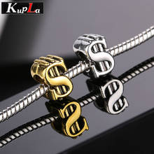 Vintage Dollar Sign Beads fit Pandora Charms Bracelets Fashion European Beads DIY Big Hole Spacer Beads for Jewelry Making 2024 - buy cheap