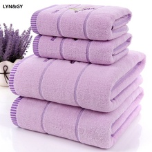 New 3pcs/set Luxury Lavender Women's Purple White Towel Set toalhas de banho 1pc Bath Towel brand 2pc Face Towels 2024 - buy cheap