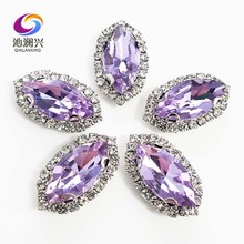 Crystal violet eye shape Top grade Glass Crystal buckle,Sliver bottom sew on loose rhinestones,Diy/wedding decoration SWHEK23 2024 - buy cheap