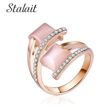 Fashion Opal Spiral Adjustable Ring Charm Geometric Zircon Rose Gold Color Ring For Women Wedding Gift Jewelry 2024 - buy cheap
