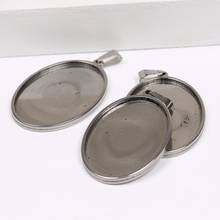 onwear 5pcs fit 25x35mm oval cabochon setting stainless steel blank cameo pendant base trays diy jewelry bezel findings 2024 - buy cheap