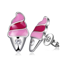 Cute Pink Ice Cream  Stud Earrings Gifts for Girls Kids CZ Zirconia Crystal Earrings Fashion Women Party  jewelry Gifts brincos 2024 - buy cheap