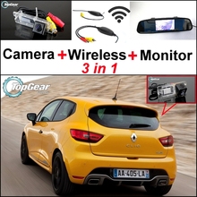 3 в 1, специальная камера заднего вида + беспроводной приемник + монитор зеркала, система резервного копирования для Renault Clio 3 4 Lutecia 2024 - купить недорого