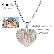 SPARK Customized Jewelry Name Photo Heart Dog Tag Pendant Necklace Stainless Steel Plated Name Necklace Bijoux 2024 - buy cheap