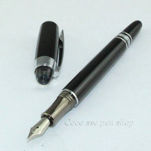 Baoer 79 Real Special Offer  Writing Stainless Steel Black Medium Nib Fountain Pen Silver Trim 2024 - buy cheap