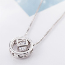 New Fashion Korean Style Fashion 925 Sterling Silver Jewelry Geometric Decoration Cube Square Crystal Pendant Necklaces N084 2024 - buy cheap