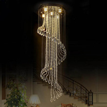 Duplex stair chandelier Hotel lobby project chandelier project Villa building middle floor living room hanging line crystal lamp 2024 - buy cheap